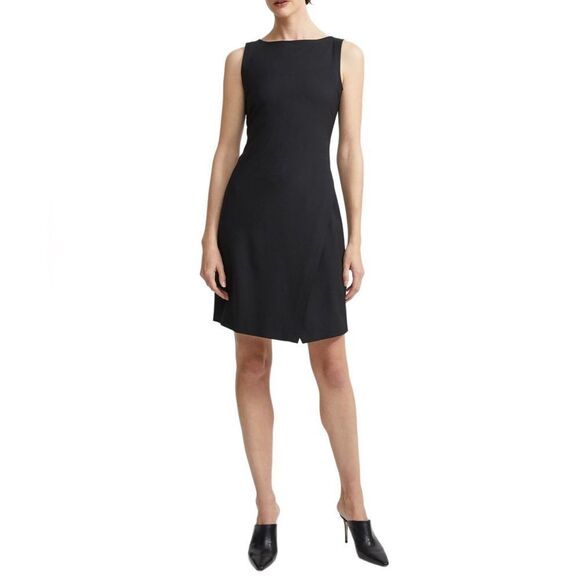 Theory Black Wrap Effect Shift Dress in Good Wool Size 6 - Picture 1 of 10
